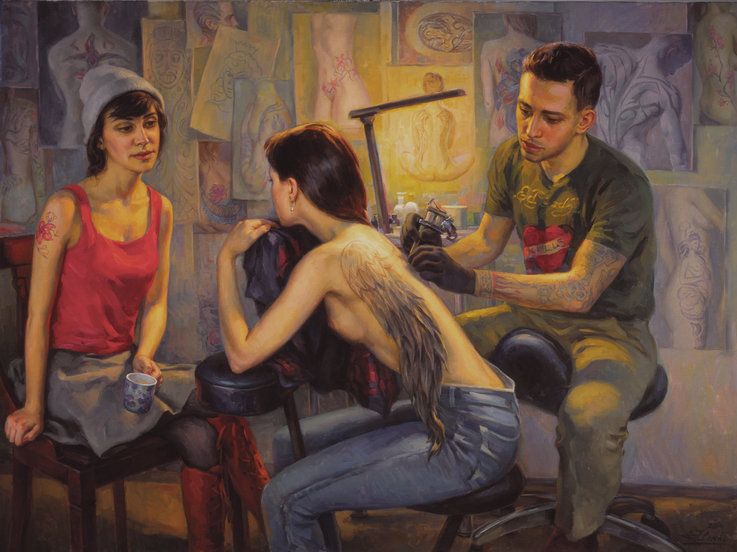 City of Angels ( Tattoo Studio ) Serguei Zlenko Original painting for sale