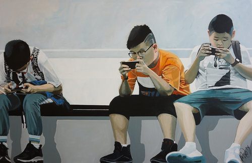 Gameboys by Marit Otto, Painting for Sale on Select