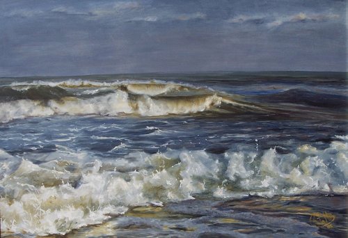Olas en la orilla. MARINA by Rosario De Mattos, Painting for Sale on Select