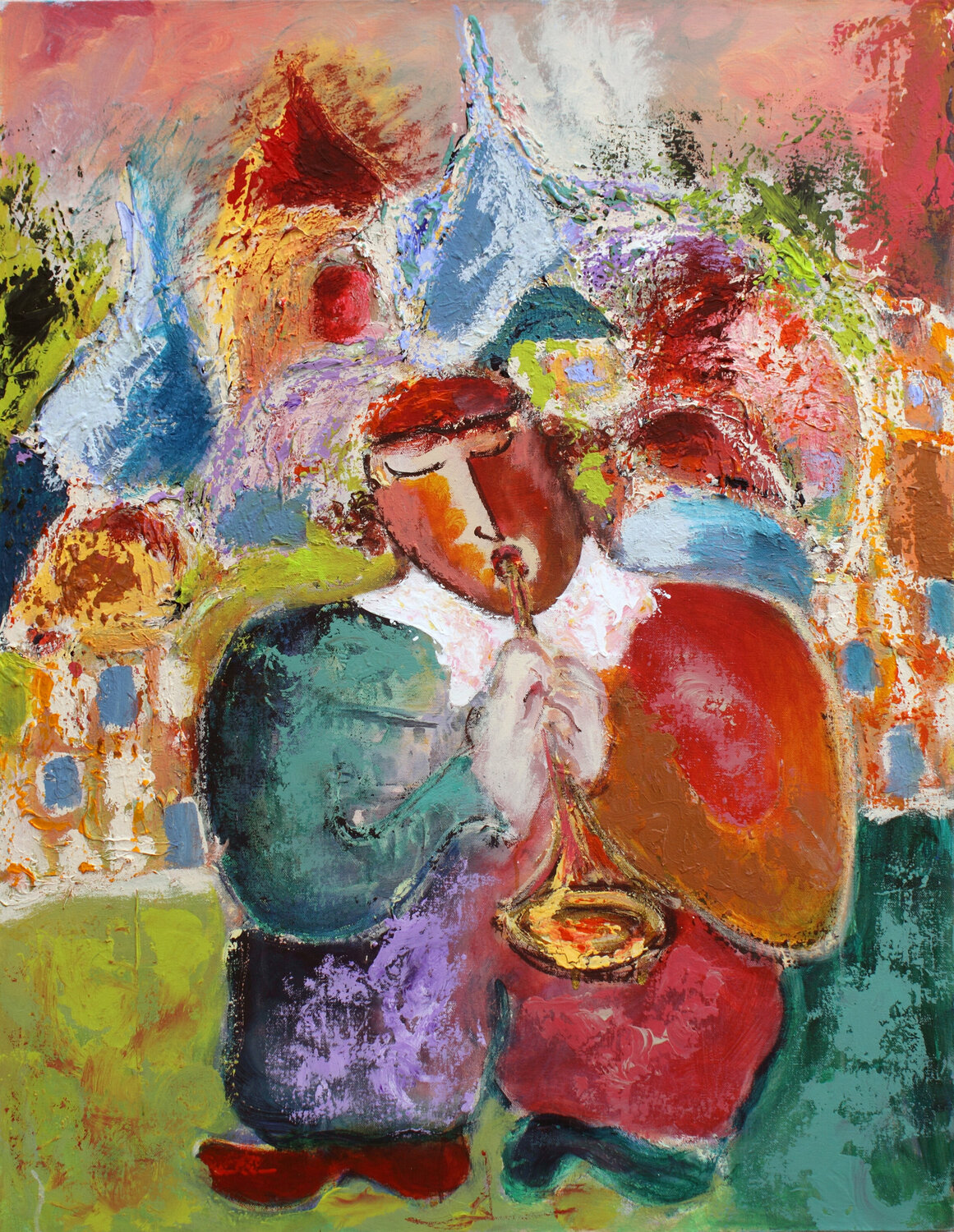 Jerusalem Night Music Malka Tsentsiper Original painting for sale