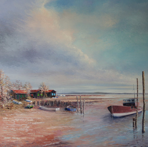 Les baraques de pêcheurs by Jacques Majos, Painting for Sale on Select