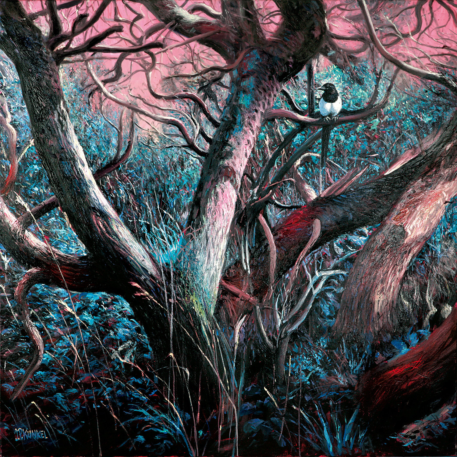 Elster im morsumer Wäldchen Jean-Pierre Kunkel Original painting for sale