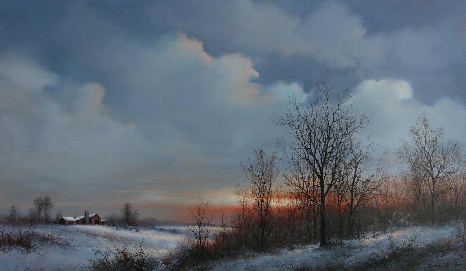 Winter Farm Sang H. Han Original painting for sale