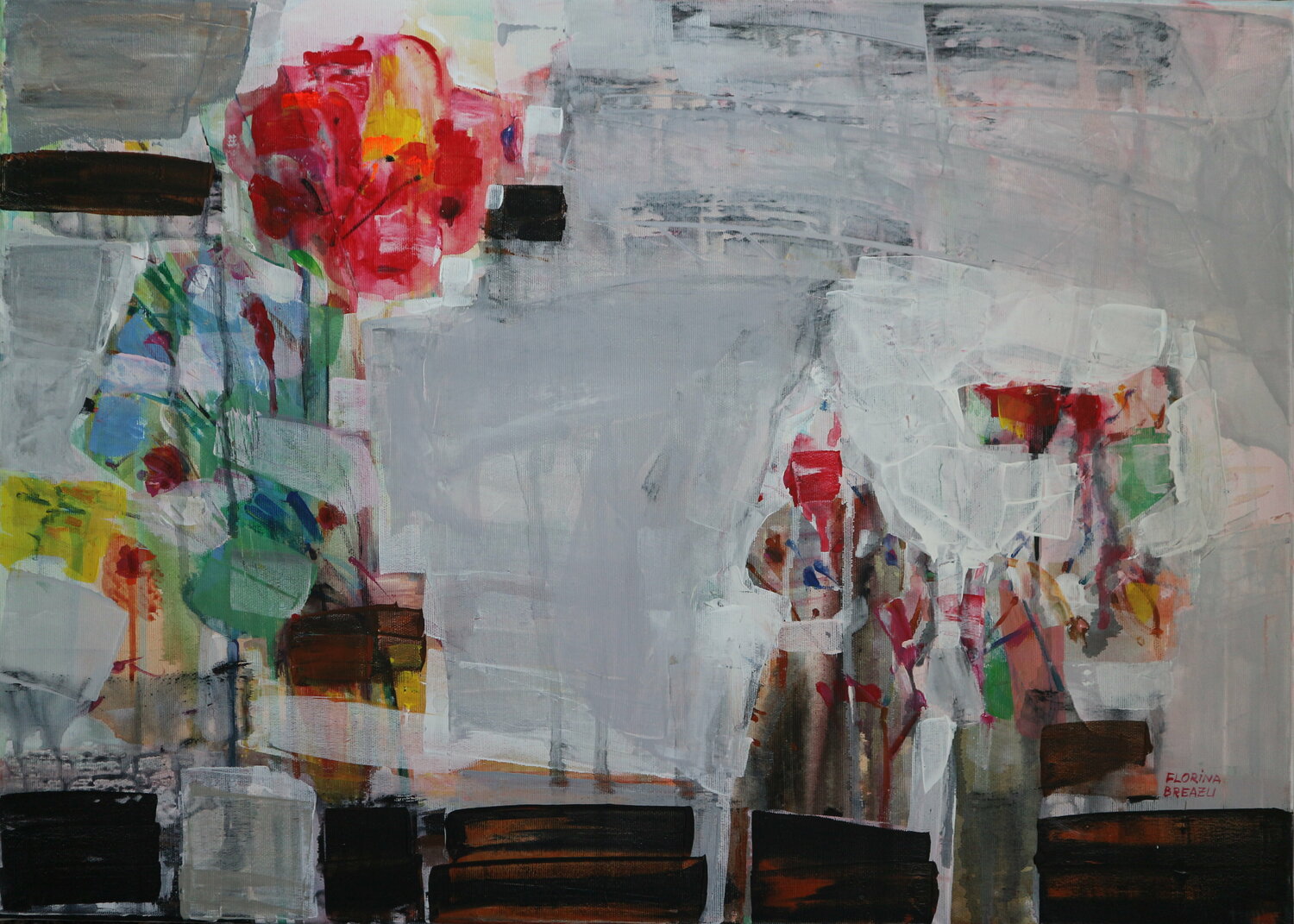 Pink for gray Florina Breazu Original painting for sale