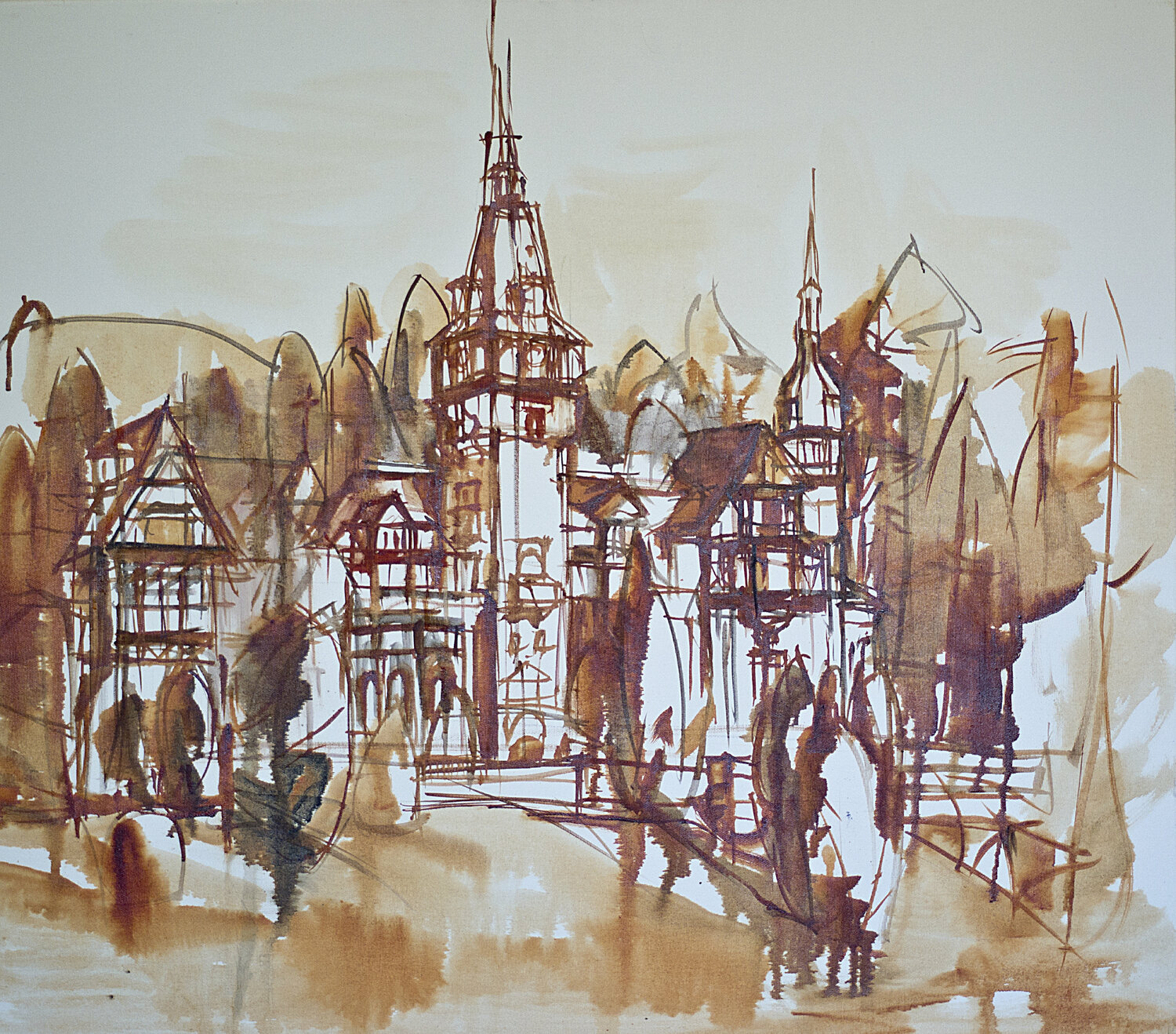 Peleș Castle Florina Breazu Original painting for sale
