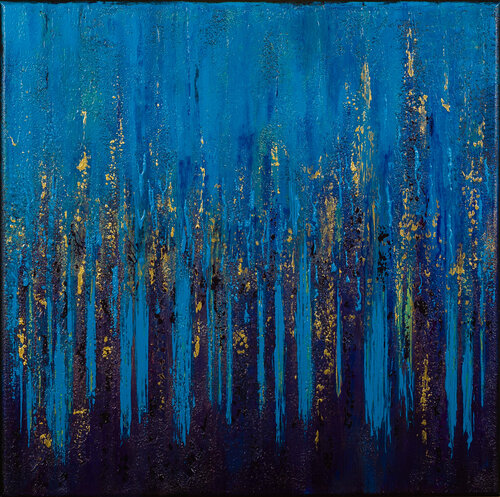 Blue Golden Flames #1952 by Klara Gunnlaugsdottir, Painting for Sale on Select