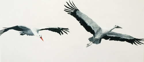 Two Storks by Kay Sleking, Painting for Sale on Select