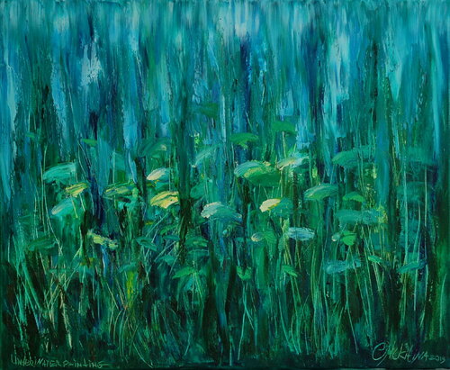 UNDERWATER PAINTING MARATHON was made underwater at the depth of 6.2 meters by Olga Nikitina, Painting for Sale on Select