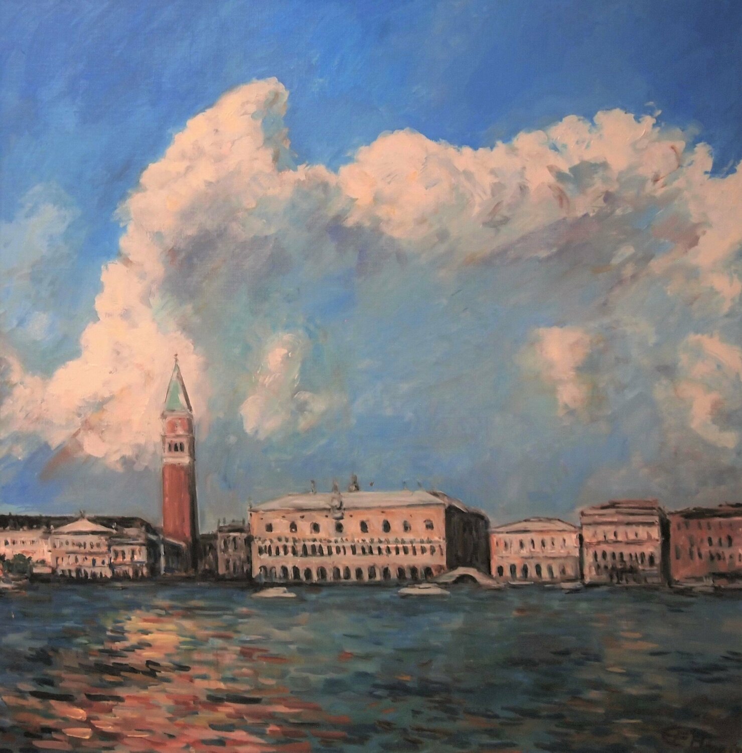 High Clouds Over The Serenissima Ellen Fasthuber-Huemer Original painting for sale