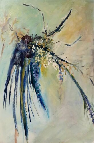 Oiseau bleu by Sylvie Schambill, Painting for Sale on Select