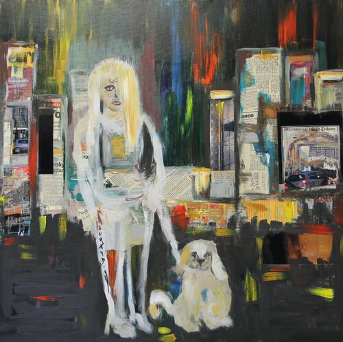 Urbain, la fille au chien by Sylvie Schambill, Painting for Sale on Select