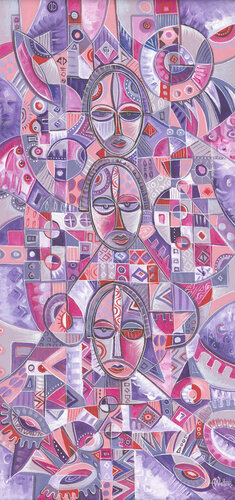 Three on One painting of women by Angu Walters, Painting for Sale on Select