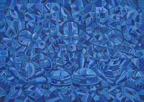 Blues Band II monochrome music by Angu Walters, Painting for Sale on Select