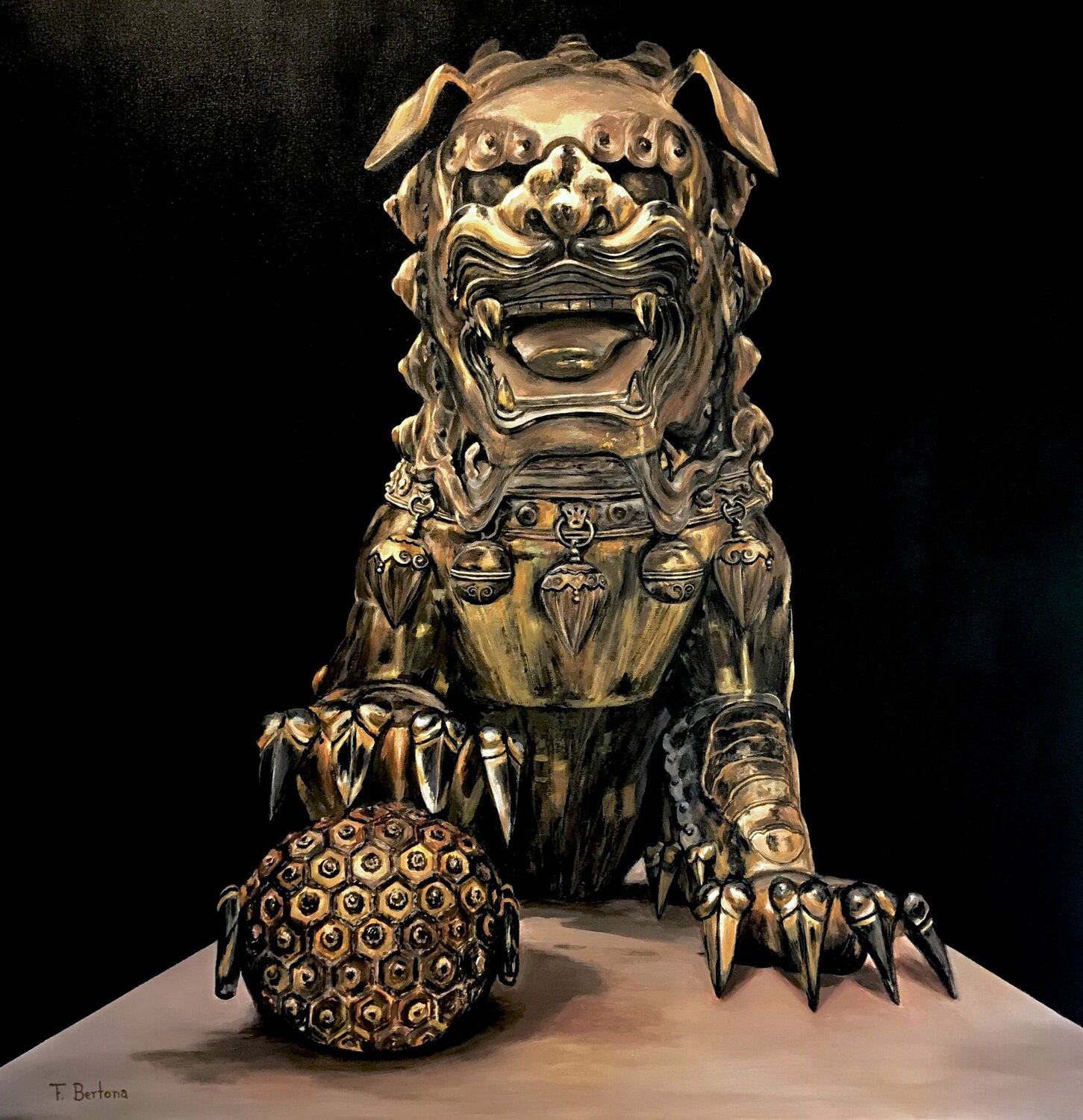 Lion of Fu o Lion of Budha Ricardo Fabian Bertona Original painting for sale