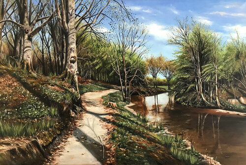 Reflejos en mi camino by Ricardo Fabian Bertona, Painting for Sale on Select