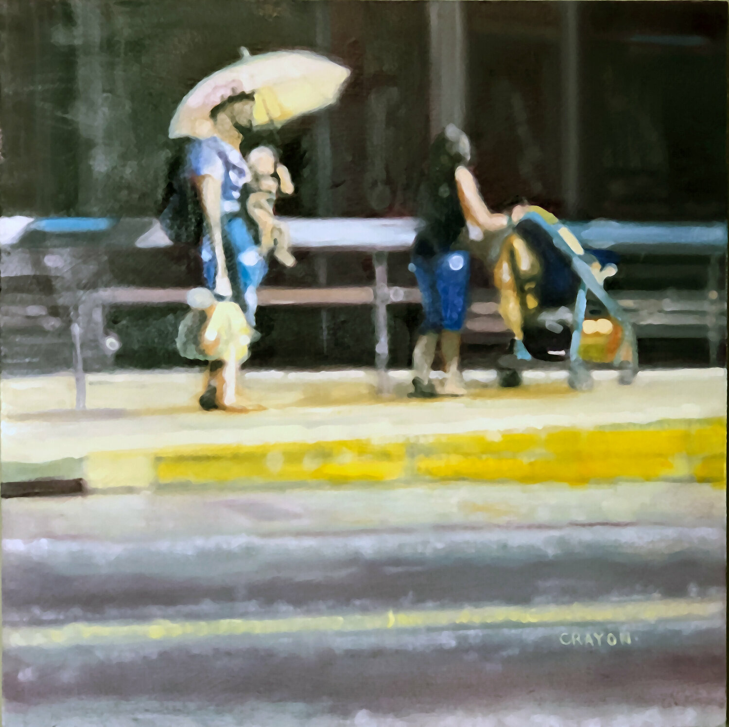 Father and Son Dennis Crayon Original painting for sale