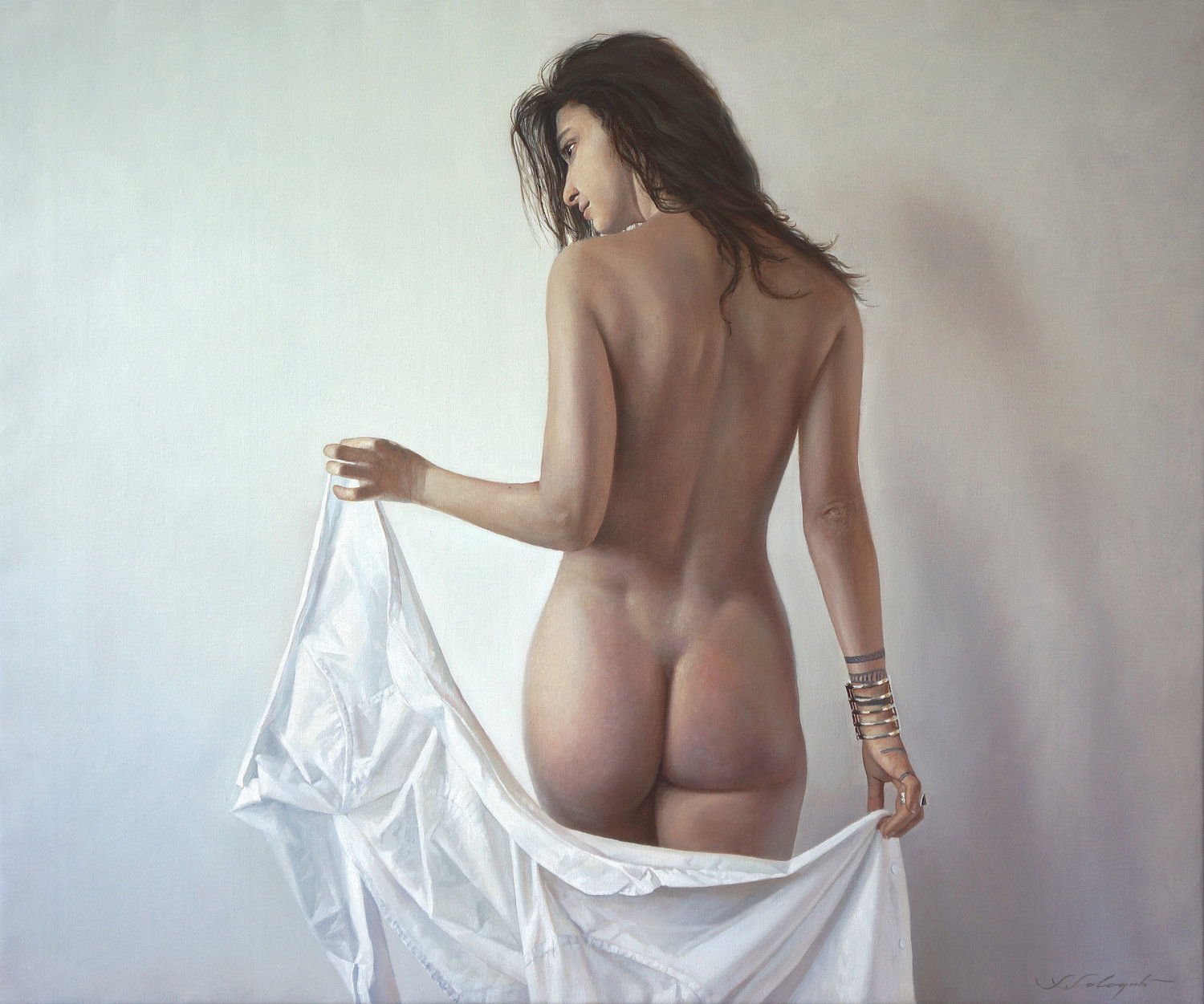 Akt mit wei en Hemd Sergej Sologub Original painting for sale