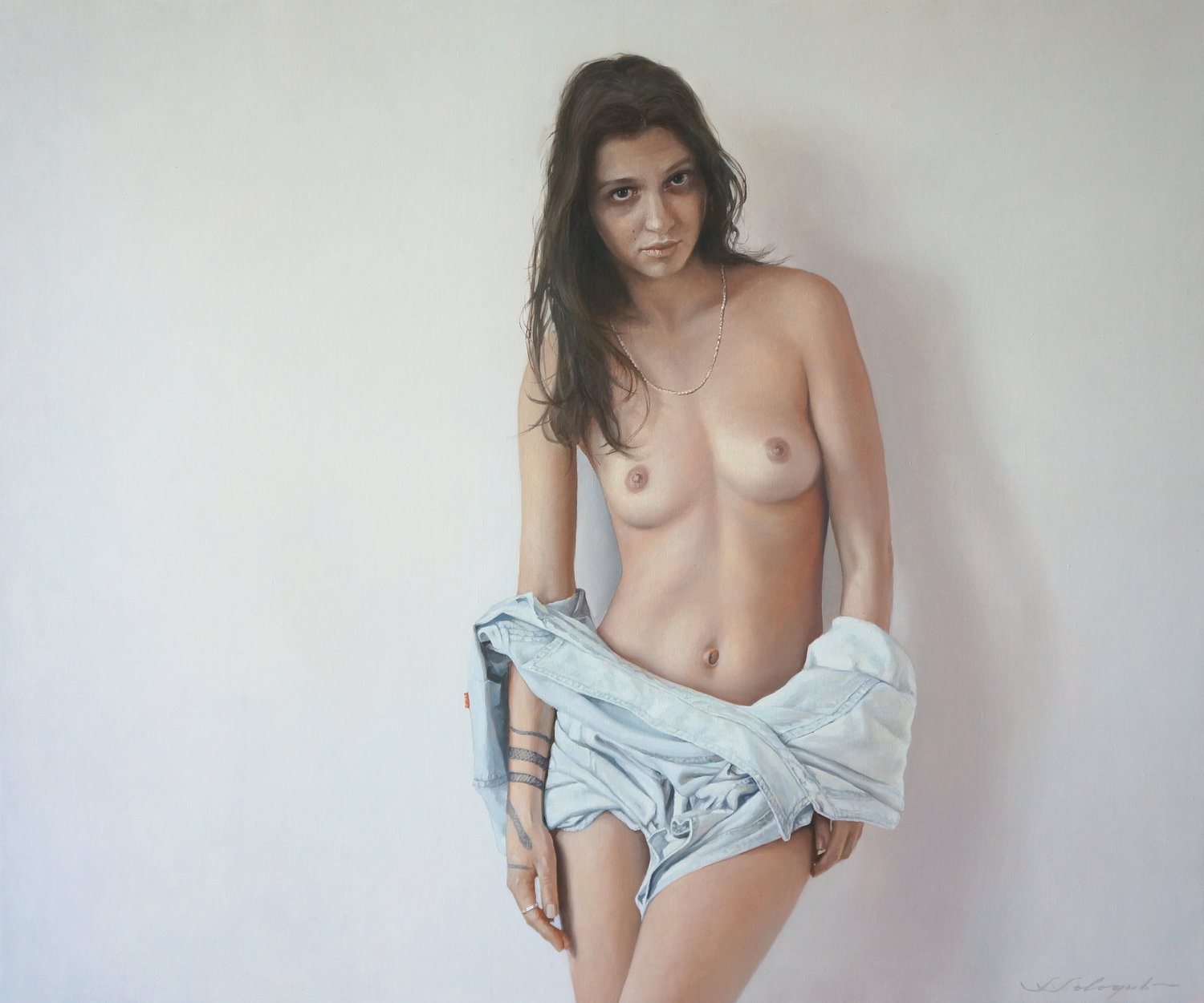 Akt mit blauen Hemd Sergej Sologub Original painting for sale