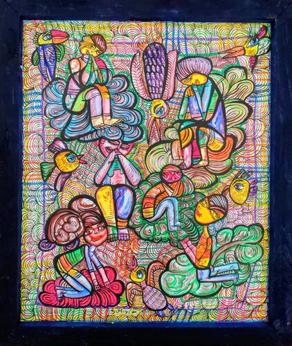 The thinkers in the heavens by Laurentiu Dimisca, Painting for Sale on Select