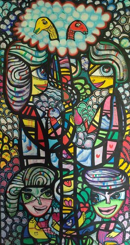 Adam & Eva contemporary by Laurentiu Dimisca, Painting for Sale on Select