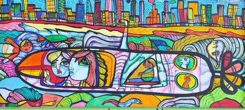 Submarine trip through New York by Laurentiu Dimisca, Painting for Sale on Select