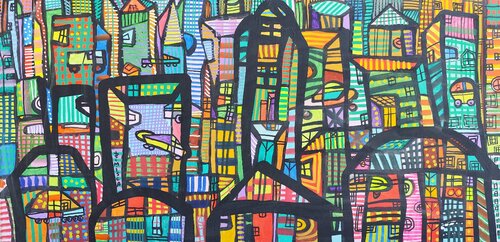 New York in the future by Laurentiu Dimisca, Painting for Sale on Select