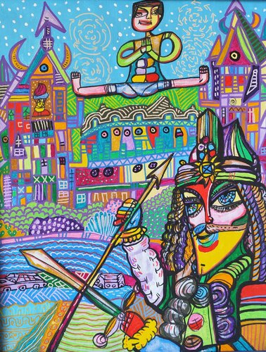 Vlad Tepes vs. Jean Claude van Damme? by Laurentiu Dimisca, Painting for Sale on Select