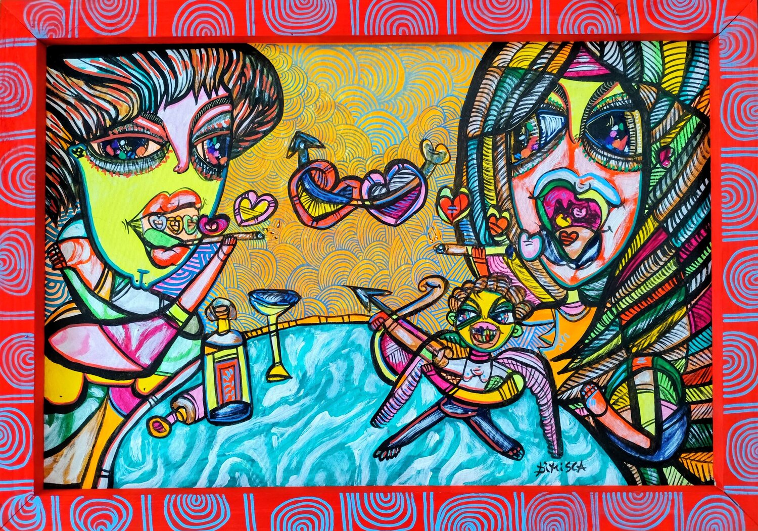 Cupid in action Laurentiu Dimisca Original painting for sale
