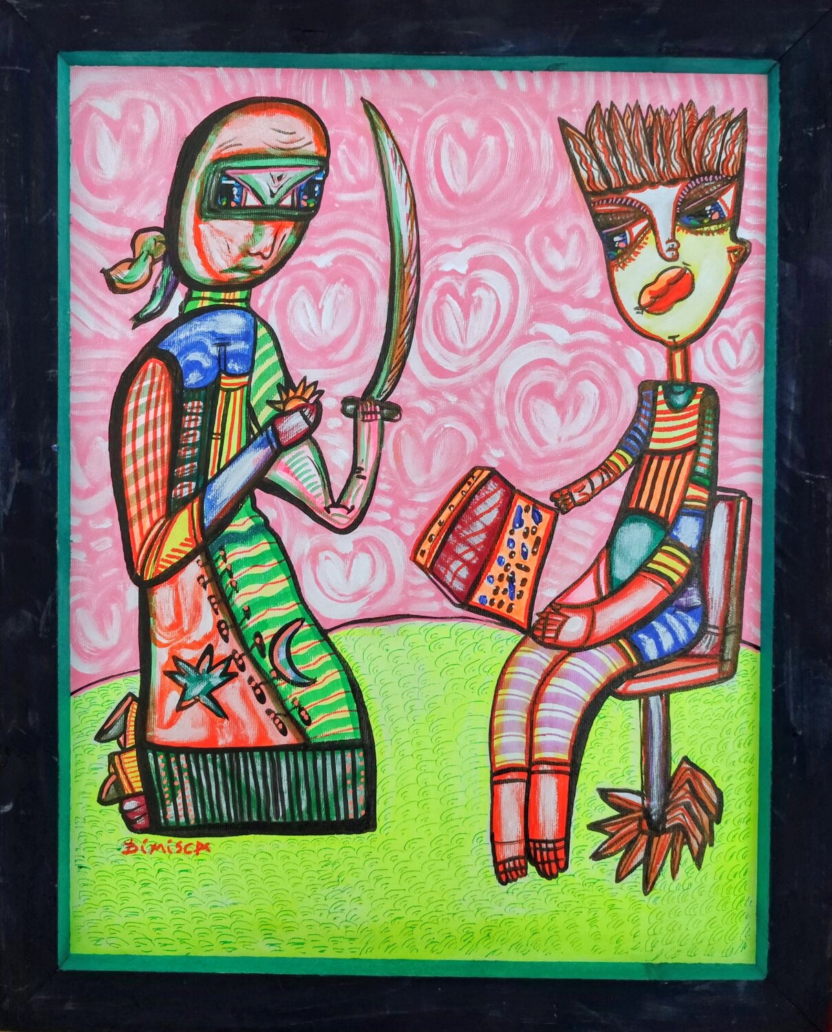 You Ninja, Me Hacker Life is Pink Laurentiu Dimisca Original painting for sale