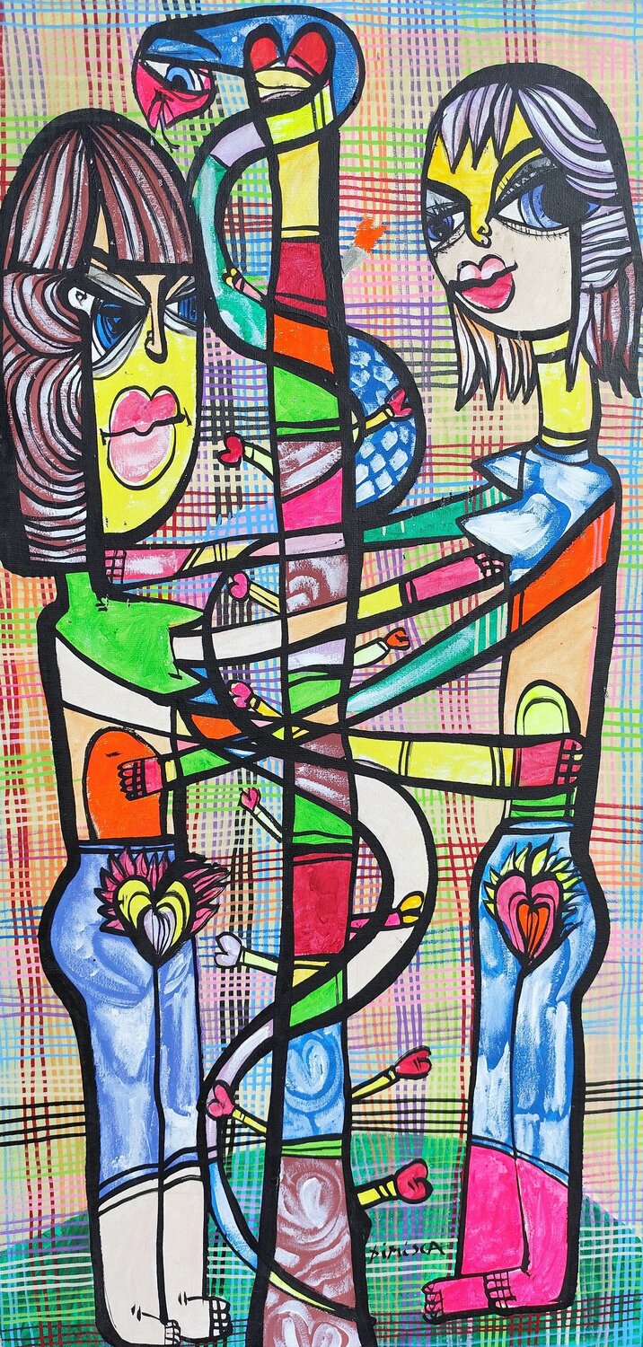 Erotism 9 Eva & Eva contemporary's Laurentiu Dimisca Original painting for sale