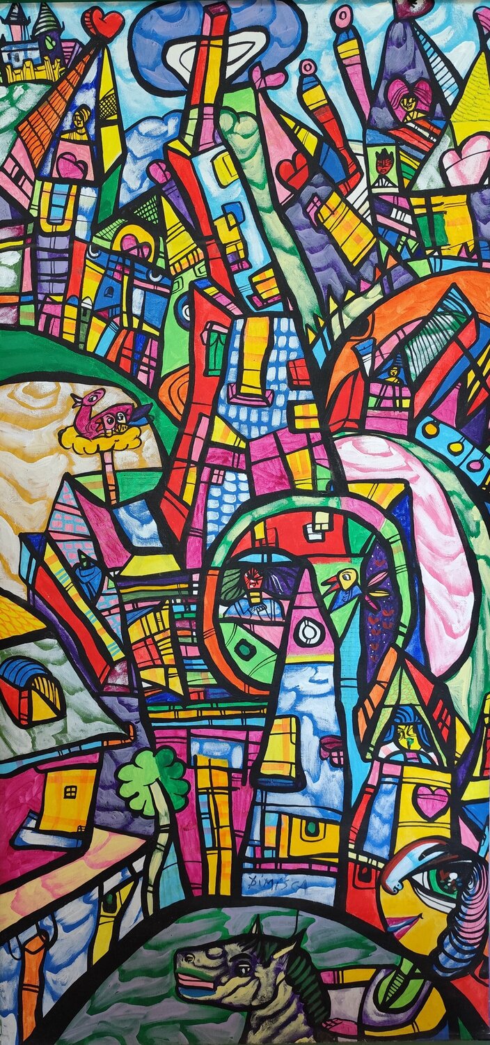 The ideal city Laurentiu Dimisca Original painting for sale