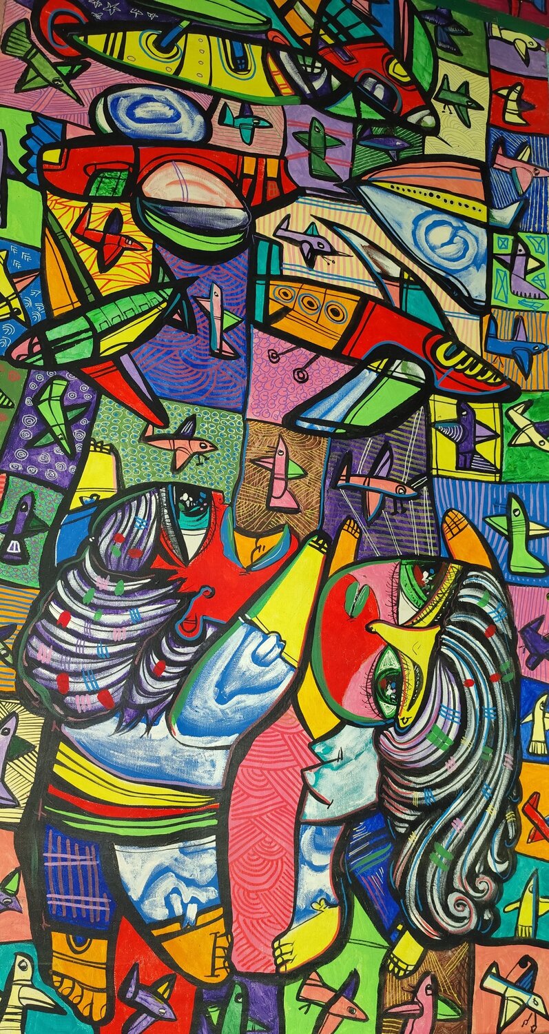 Motor plane, take me with you on a flight Laurentiu Dimisca Original painting for sale
