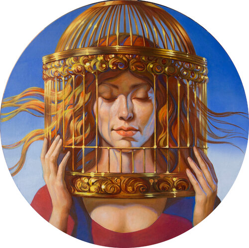 In a golden cage by Yaroslav Kurbanov, Painting for Sale on Select