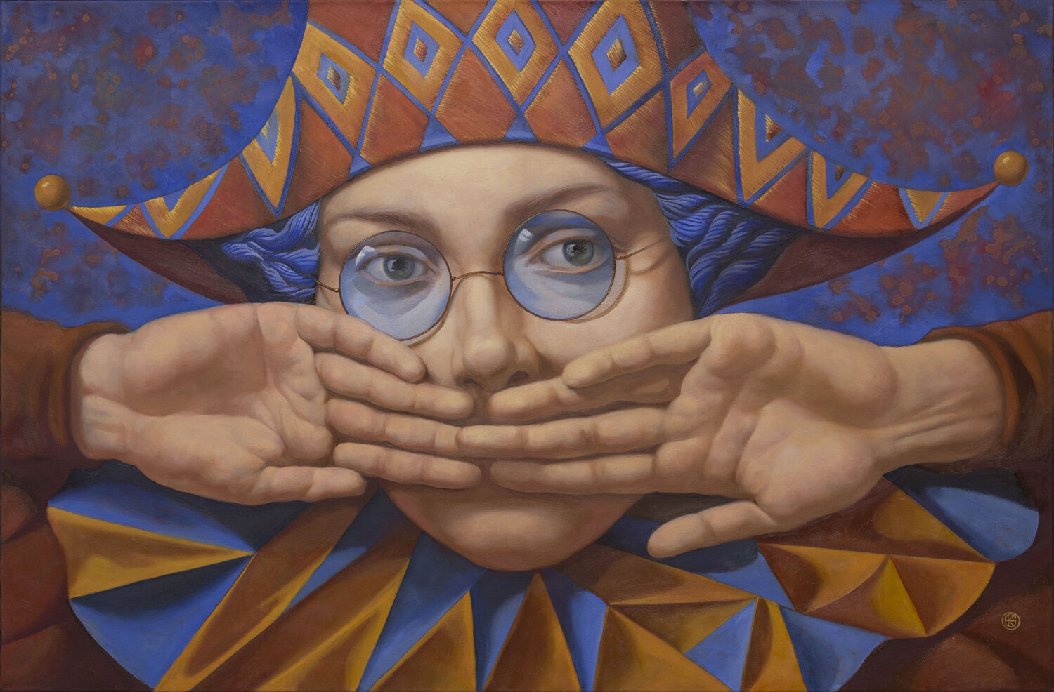 THE SECRET OF HARLEQUIN Yaroslav Kurbanov Original painting for sale
