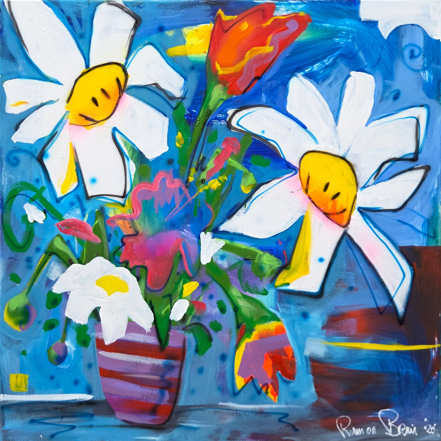 Alledgedly Flowers Ramon Bruin Original painting for sale