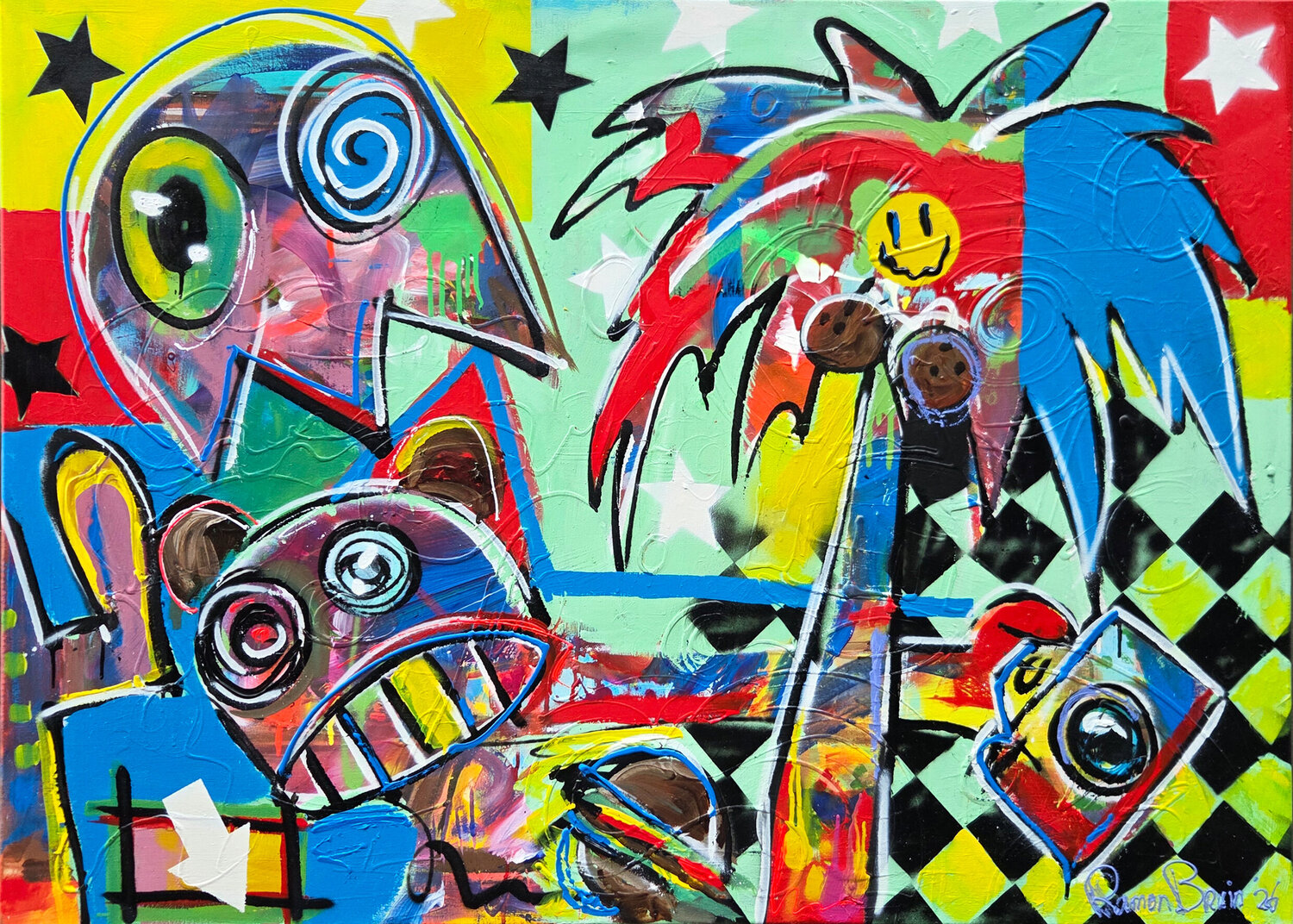 Monkey Snapping Monkey Ramon Bruin Original painting for sale