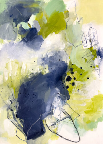 Blue composition N1 by Inès Khadraoui, Painting for Sale on Select