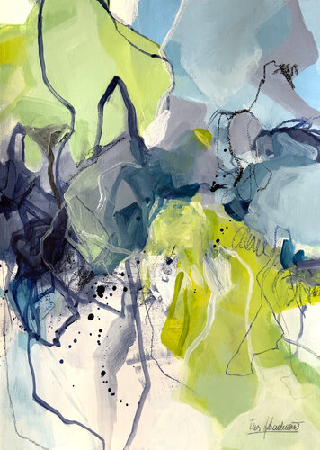 Blue composition N2 by Inès Khadraoui, Painting for Sale on Select
