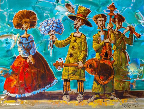 A loving musician by Konstantin Kansky, Painting for Sale on Select