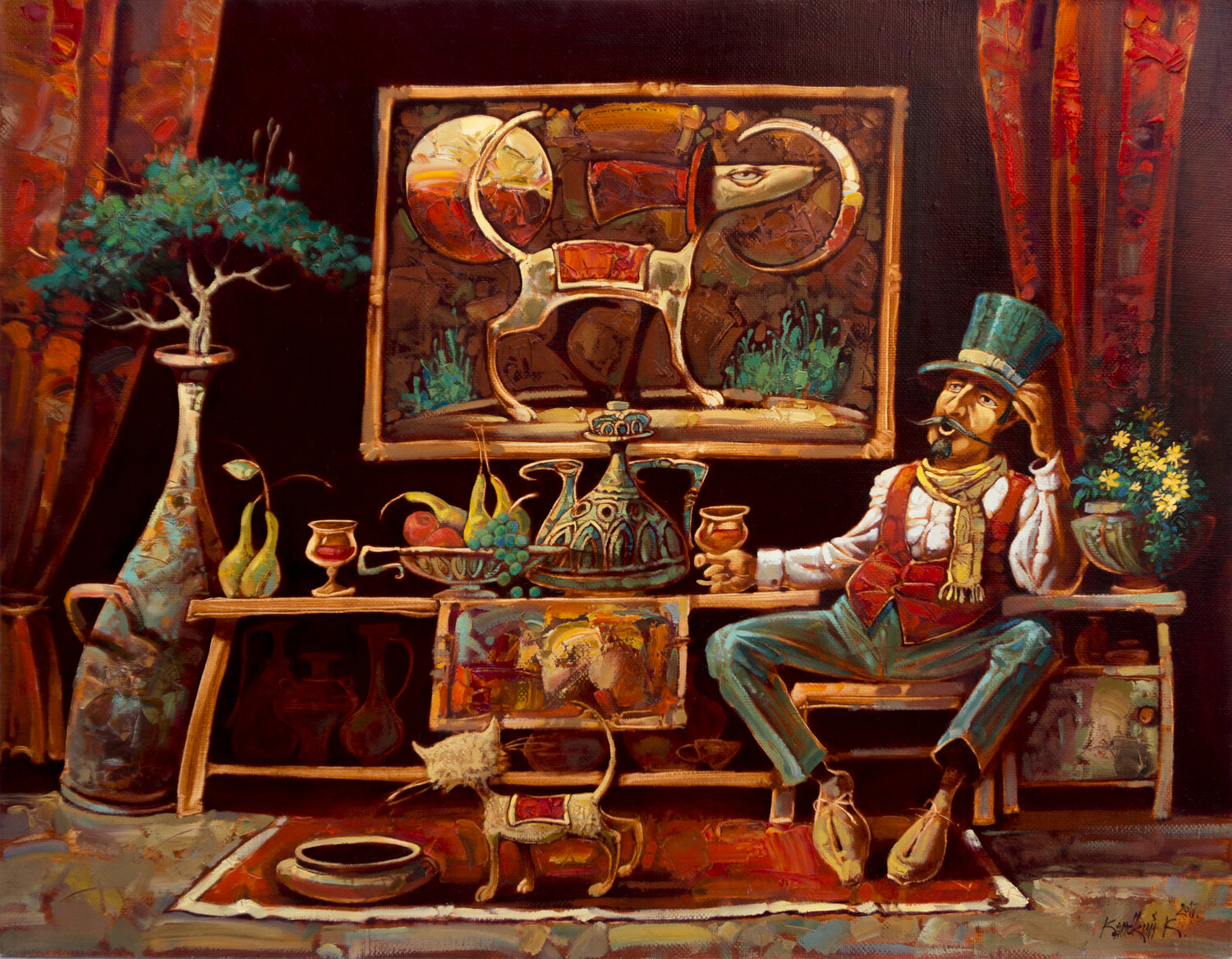On a visit Konstantin Kansky Original painting for sale