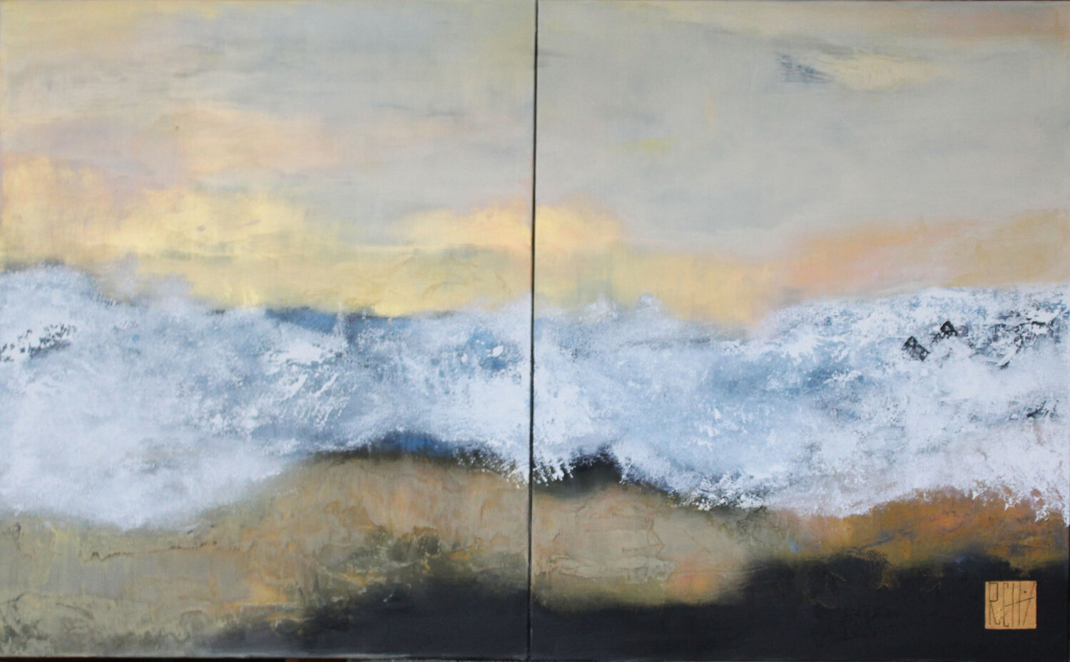 Diptyque GRAND LARGE Ly-Rose Original painting for sale