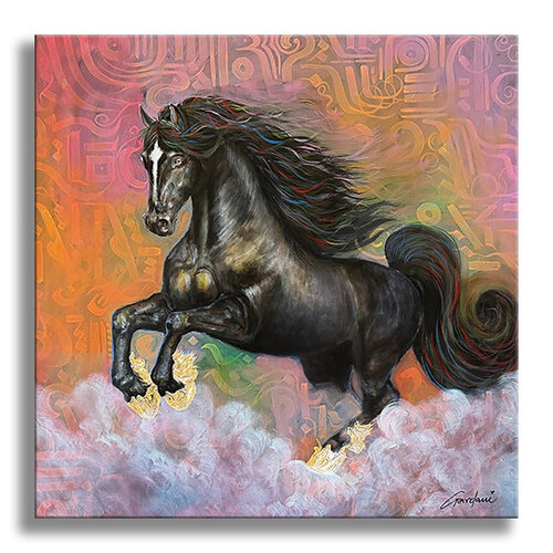 Paris Horse – Original Painting on Canvas by Gardani, Painting for Sale on Select