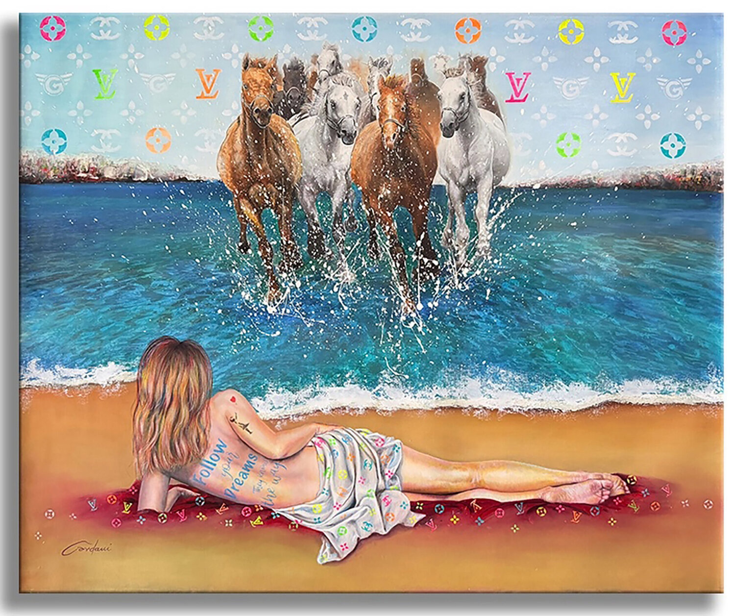 Mares - Original Painting on Canvas Gardani Originalgemälde zu verkaufen