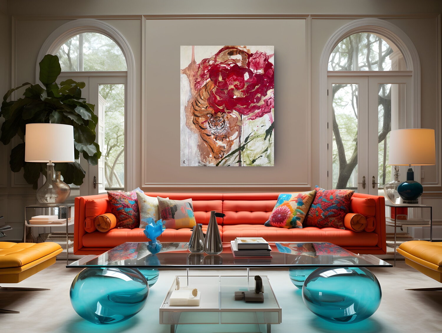 TIGER ROSE Kohlene Hendrickson Original painting for sale