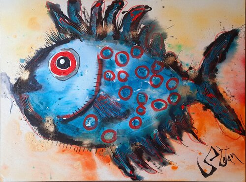 Blue lagoon by Stefan Dimovski, Painting for Sale on Select