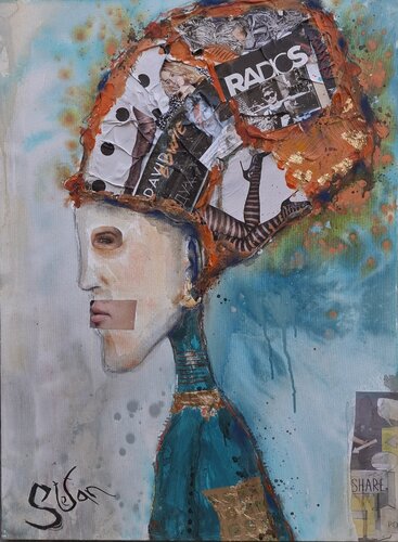 Girl with turban by Stefan Dimovski, Painting for Sale on Select