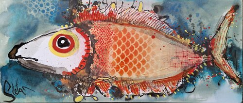 Red hunter by Stefan Dimovski, Painting for Sale on Select