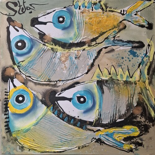 Happy family by Stefan Dimovski, Painting for Sale on Select