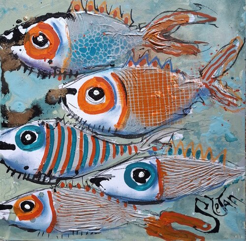 Colorfull happiness by Stefan Dimovski, Painting for Sale on Select