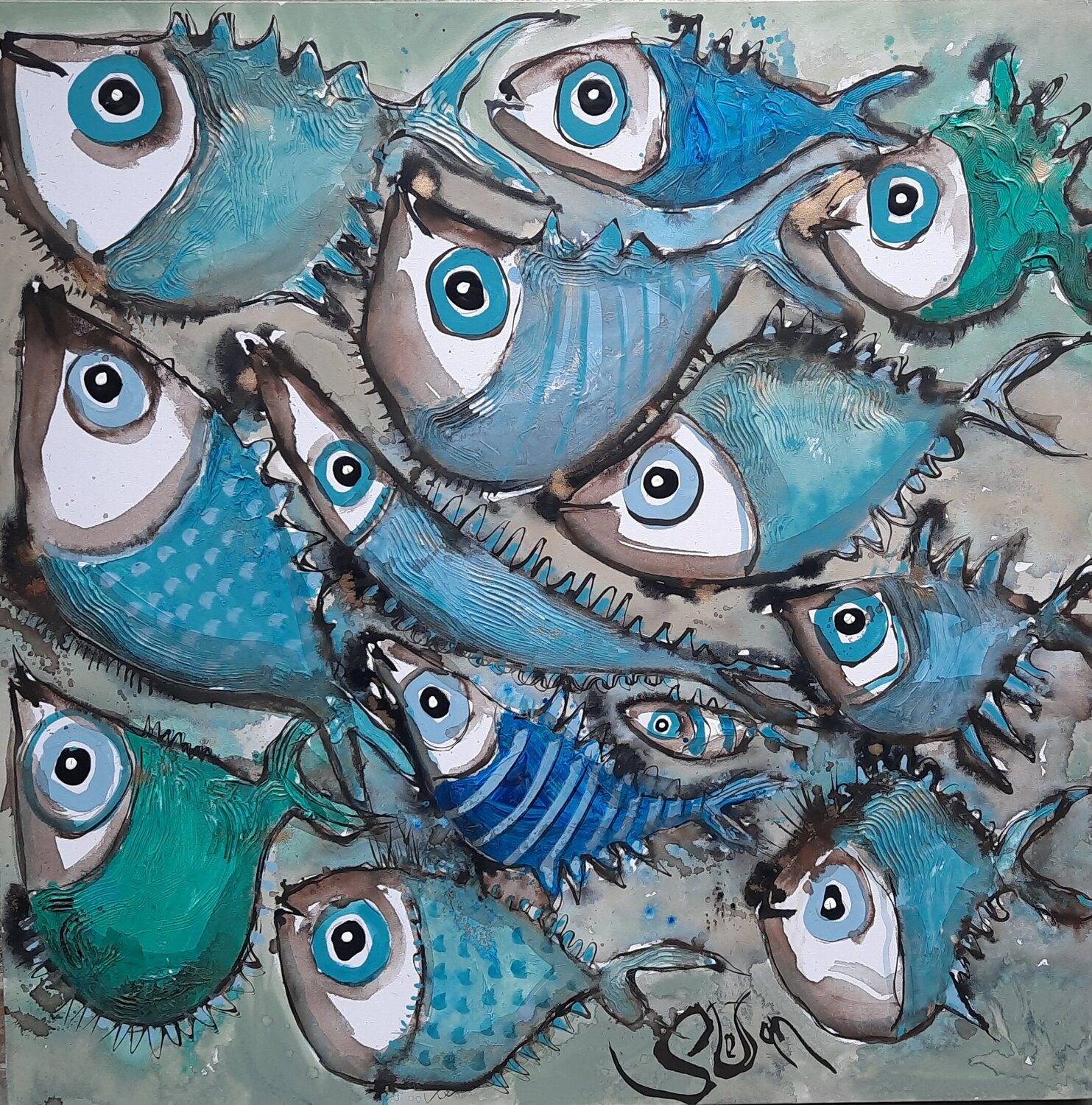 Blue harmony Stefan Dimovski Original painting for sale